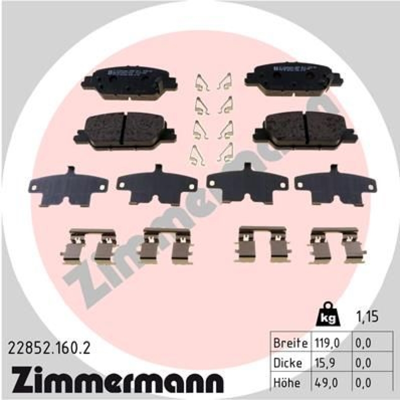 ZIMMERMANN Bremsbelagsatz, Scheibenbremse