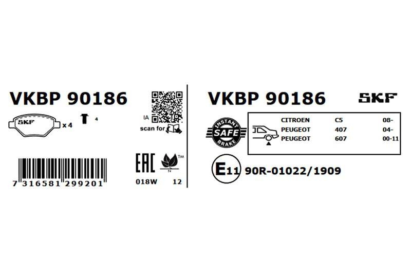 SKF Bremsbelagsatz, Scheibenbremse VKBP 90186