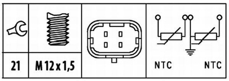 HELLA Sensor, Kühlmitteltemperatur 6PT 009 309-581