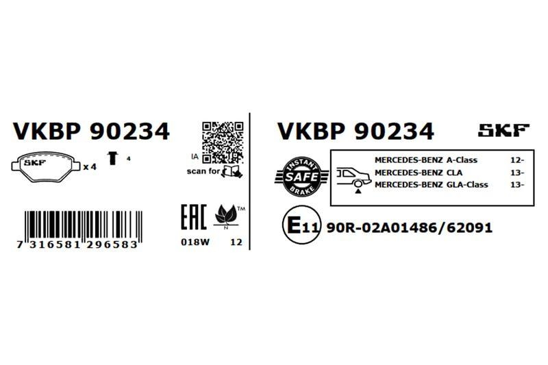 SKF Bremsbelagsatz, Scheibenbremse VKBP 90234