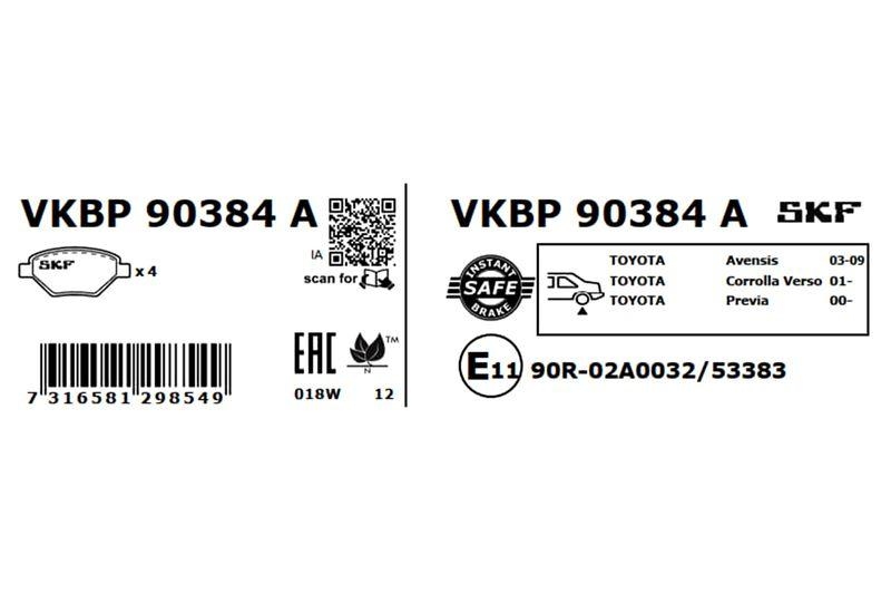 SKF Bremsbelagsatz, Scheibenbremse VKBP 90384 A