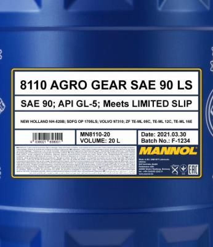 20L Mannol Agro Gear SAE 90 LS Getriebeöl Schaltgetriebeöl