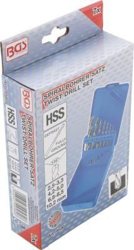 HSS-Spiralbohrer-Satz | Kernlochmaße | Ø 2,5 - 10,2 mm | 7-tlg.