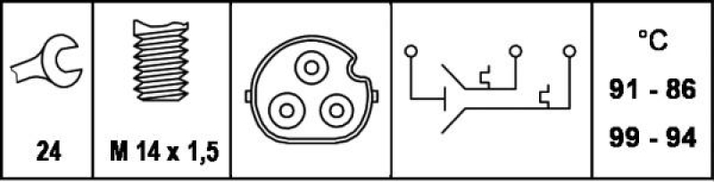HELLA Temperaturschalter, Kühlerlüfter 6ZT 007 837-001
