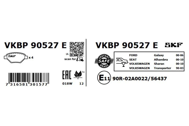 SKF Bremsbelagsatz, Scheibenbremse VKBP 90527 E