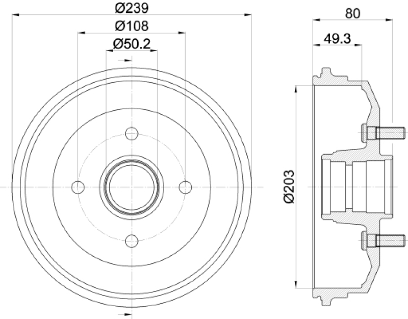 2x HELLA Brake Drum
