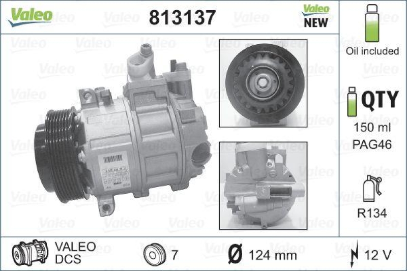 VALEO Kompressor, Klimaanlage VALEO ORIGINS - NEW O.E. TECHNOLOGIE 813137