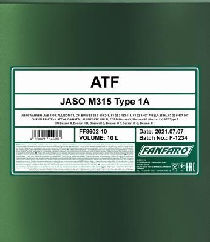 10L FANFARO ATF Getriebeöl Universal