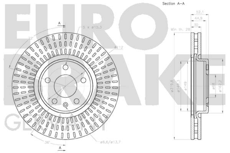 2x EUROBRAKE Bremsscheibe