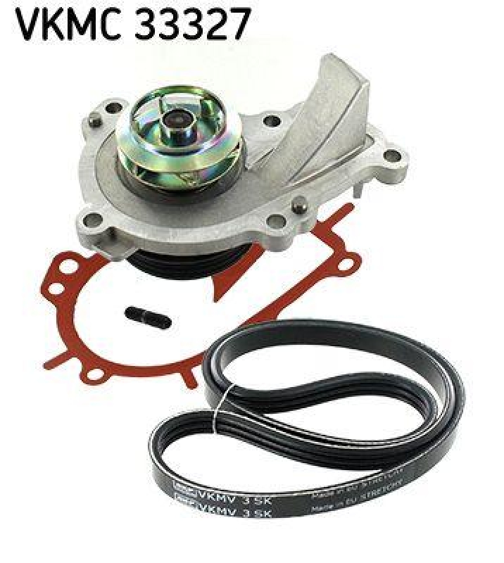 SKF Wasserpumpe + Keilrippenriemensatz VKMC 33327