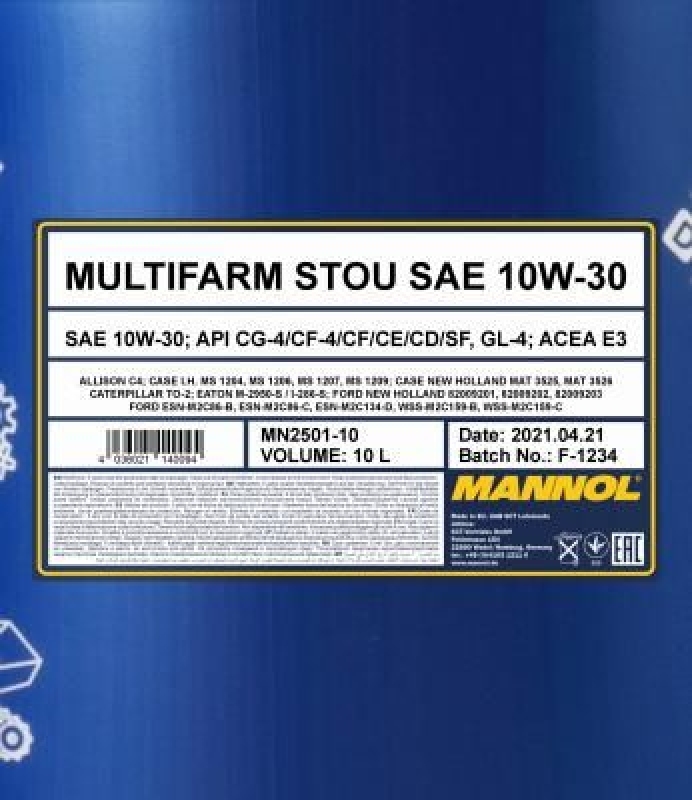 10L Mannol Motoröl Multifarm STOU 10W-30