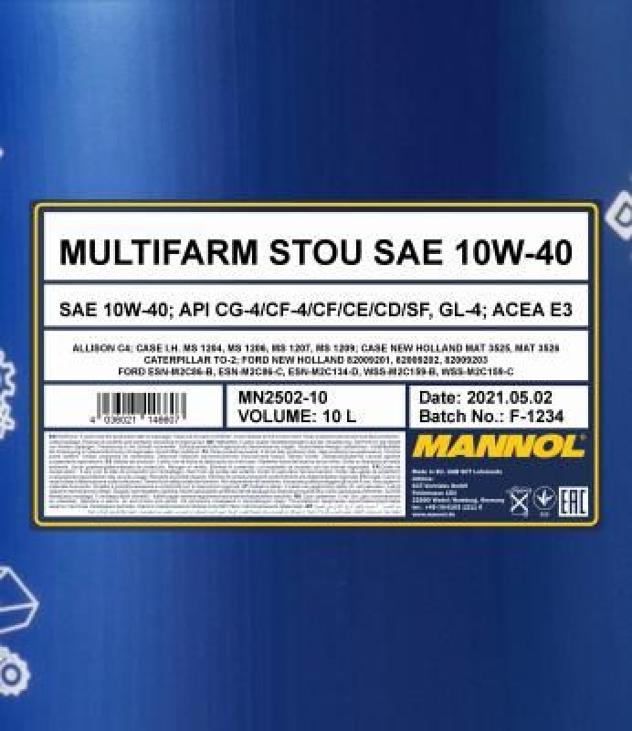 10L Mannol Motoröl Multifarm STOU 10W-40