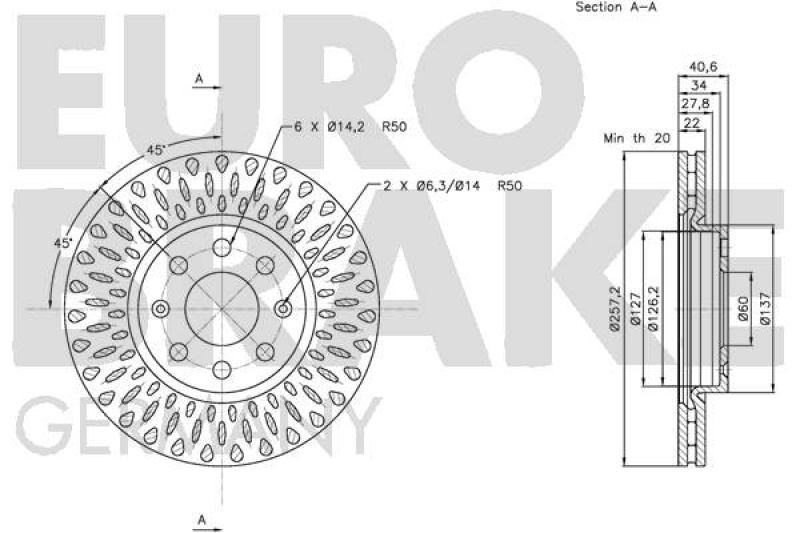 2x EUROBRAKE Bremsscheibe