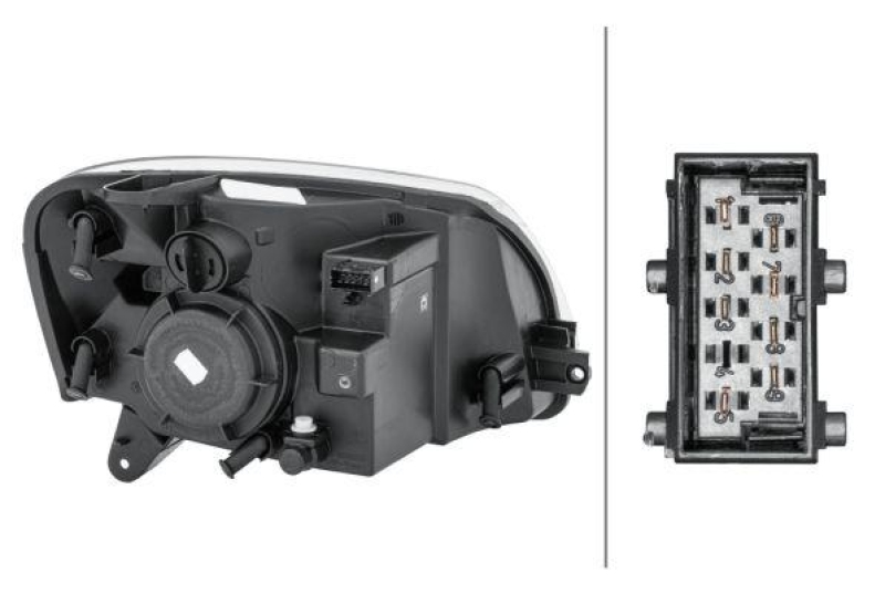 1x Hella Hauptscheinwerfer H4 Links passend für Citroen Berlingo 75 Peugeot 90