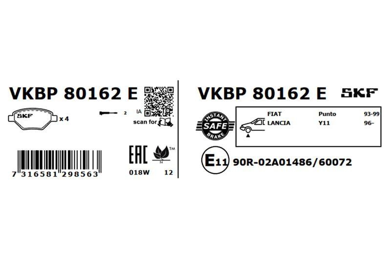 SKF Bremsbelagsatz, Scheibenbremse VKBP 80162 E