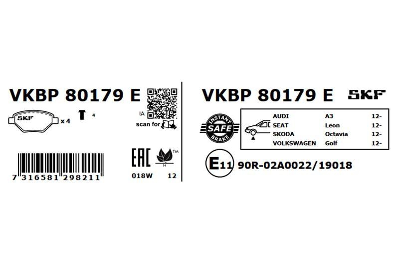SKF Bremsbelagsatz, Scheibenbremse VKBP 80179 E