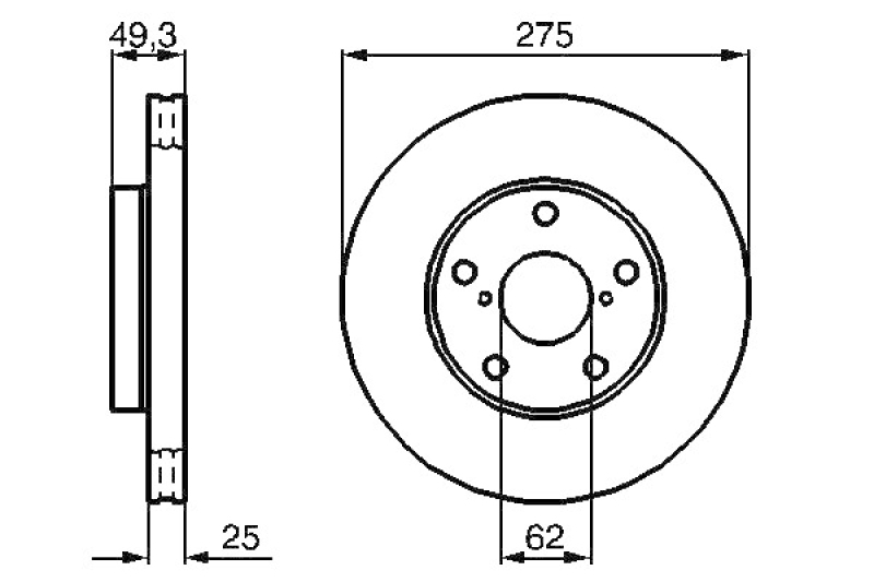 2x BOSCH Bremsscheibe