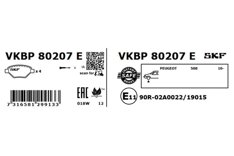 SKF Bremsbelagsatz, Scheibenbremse VKBP 80207 E
