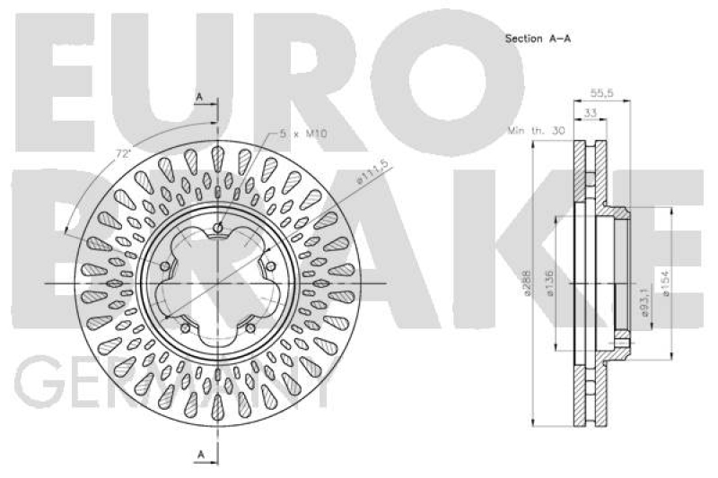2x EUROBRAKE Brake Disc