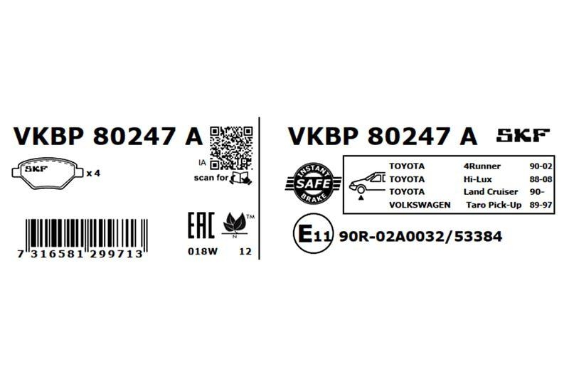SKF Bremsbelagsatz, Scheibenbremse VKBP 80247 A