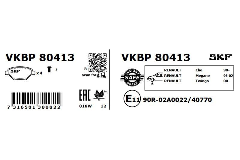 SKF Bremsbelagsatz, Scheibenbremse VKBP 80413