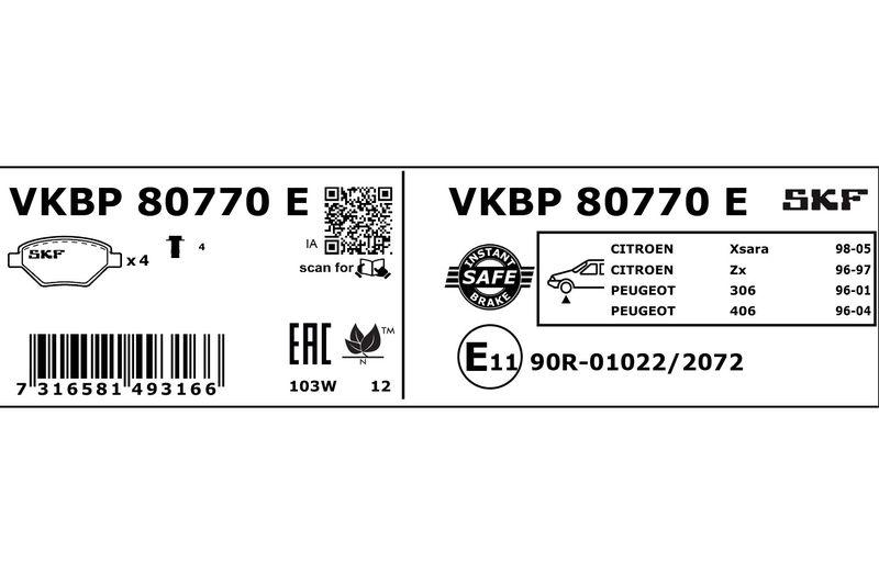 SKF Bremsbelagsatz, Scheibenbremse VKBP 80770 E