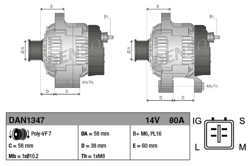 DENSO Generator DAN1347