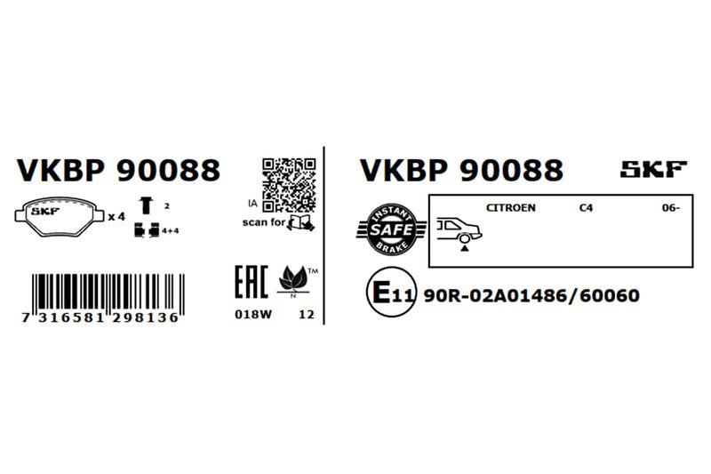 SKF Bremsbelagsatz, Scheibenbremse VKBP 90088