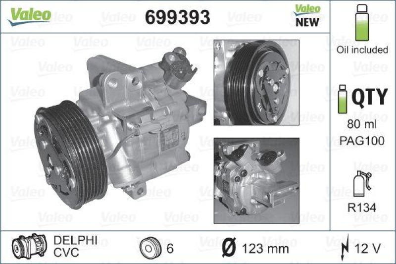 VALEO Kompressor, Klimaanlage VALEO ORIGINS - NEW O.E. TECHNOLOGIE 699393