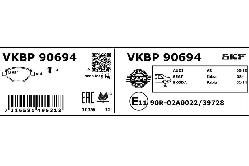 SKF Bremsbelagsatz, Scheibenbremse VKBP 90694