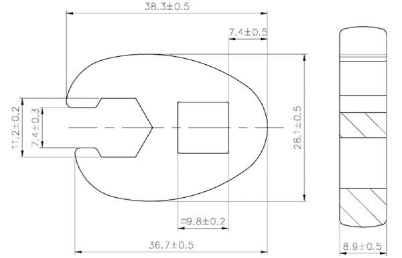 Hahnenfußschlüssel | Antrieb Innenvierkant 10 mm (3/8") | SW 11 mm