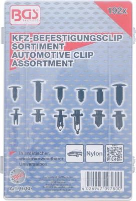 Kfz-Befestigungsclip-Sortiment universal 192-tlg.