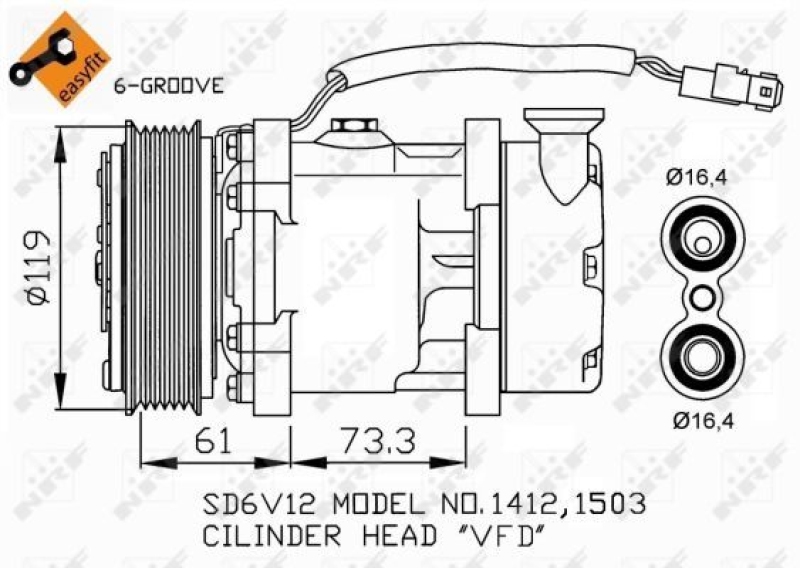 NRF Compressor, air conditioning EASY FIT