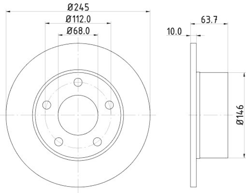 2x HELLA Bremsscheibe PRO 8DD 355 102-801