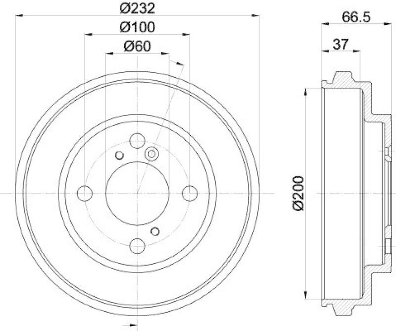 2x HELLA Bremstrommel 8DT 355 303-051