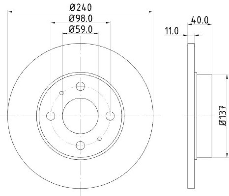 2x HELLA Bremsscheibe PRO 8DD 355 103-151