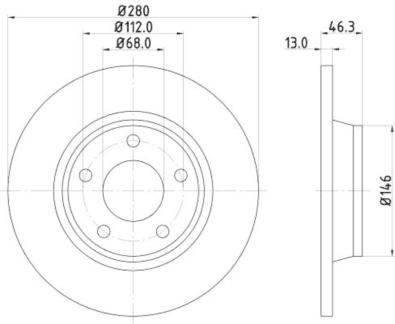 2x HELLA Bremsscheibe PRO 8DD 355 104-171