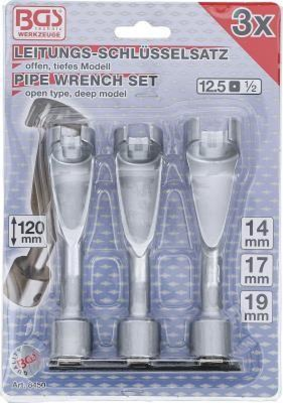 Leitungsschlüssel-Satz, offen | Antrieb Innenvierkant 12,5 mm (1/2"...