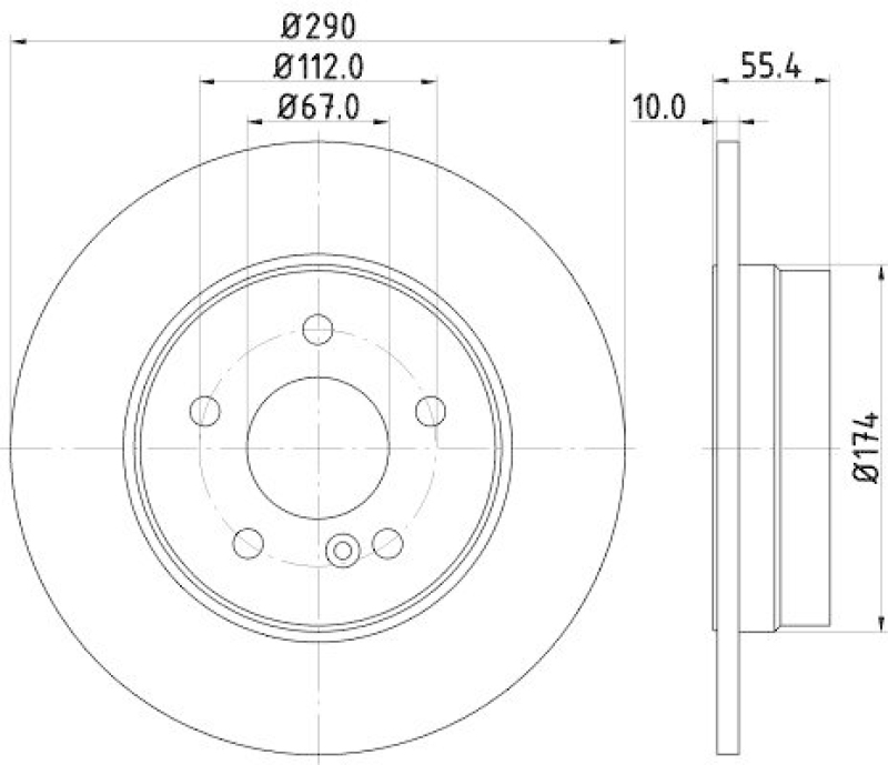 2x HELLA Bremsscheibe PRO 8DD 355 104-321
