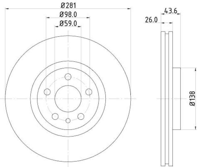 2x HELLA Bremsscheibe PRO 8DD 355 104-451