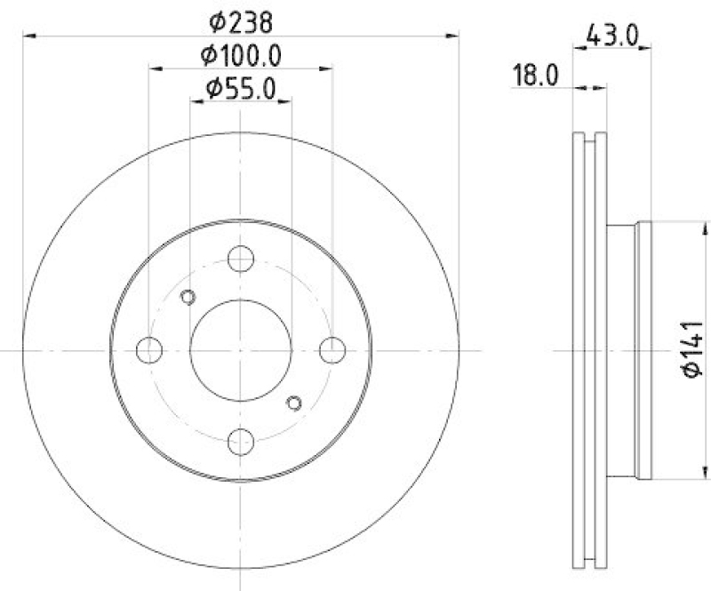 2x HELLA Bremsscheibe 8DD 355 104-781