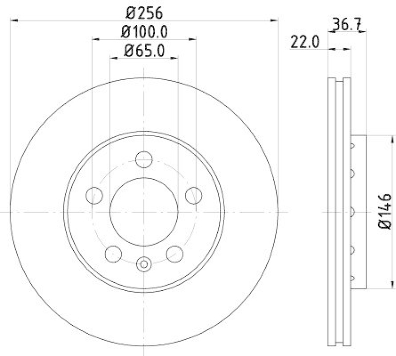 2x HELLA Bremsscheibe PRO 8DD 355 105-361