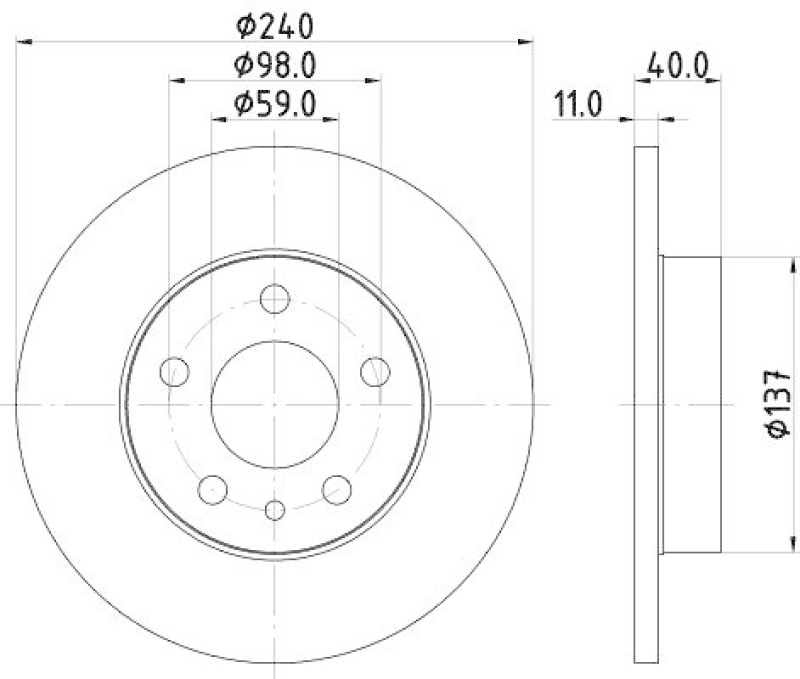2x HELLA Bremsscheibe PRO 8DD 355 105-511
