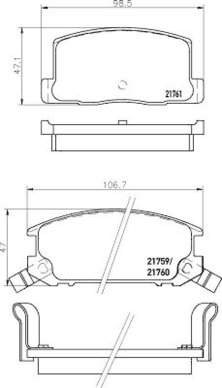 HELLA Bremsbelagsatz, Scheibenbremse 8DB 355 016-741