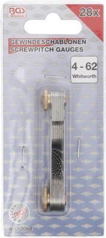 Gewindeschablone | 28 Blatt | Whitworth 4G - 62G