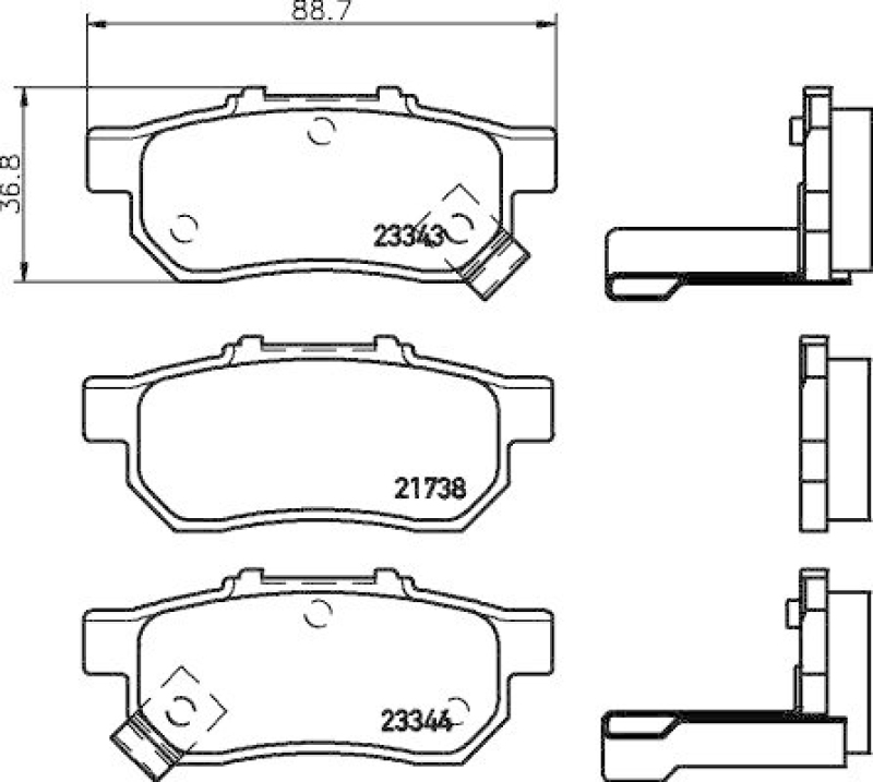 HELLA Bremsbelagsatz, Scheibenbremse 8DB 355 017-151