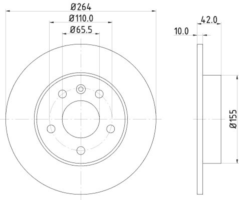 2x HELLA Bremsscheibe PRO 8DD 355 106-111