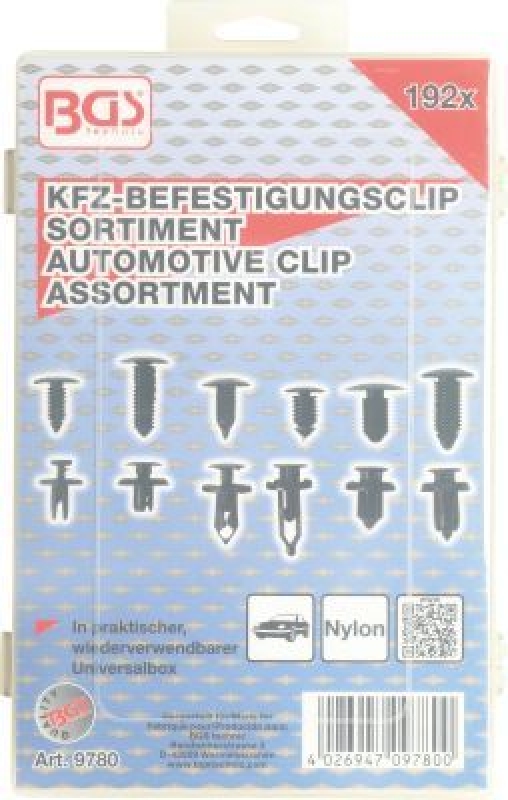 Kfz-Befestigungsclip-Sortiment universal 192-tlg.