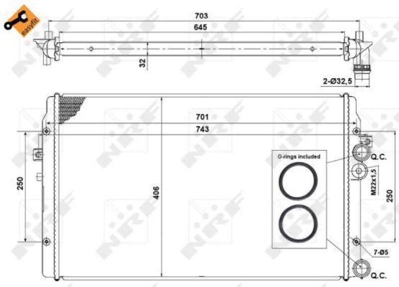 NRF Radiator, engine cooling EASY FIT
