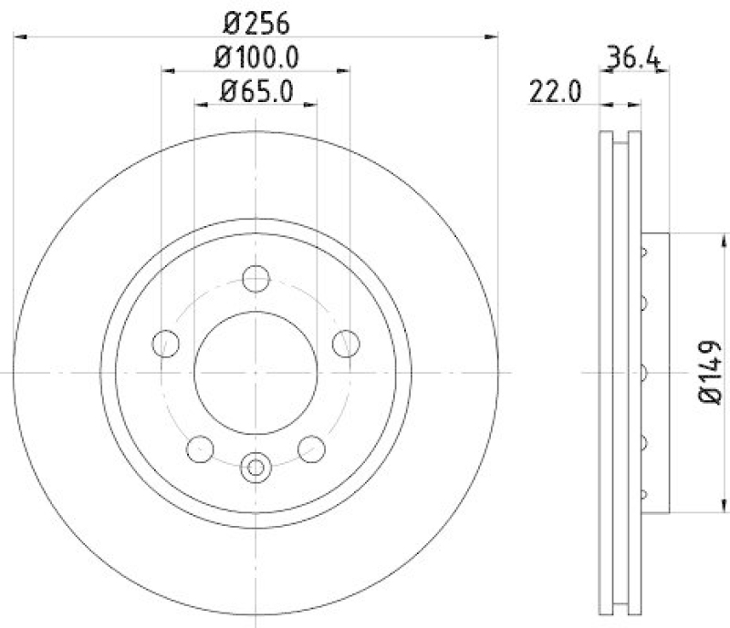 2x HELLA Bremsscheibe PRO 8DD 355 106-751